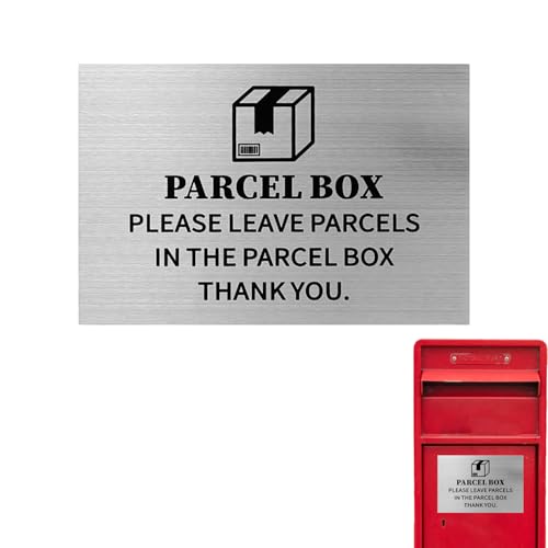 Placa para Buzón de Paquetería, Letrero Aluminio Plateado para Exteriores, Cartel Por Favor Deje Paquetes Aquí con Respaldo Autoadhesivo, Ideal Hogares Oficinas Tiendas Exteriores y Porches