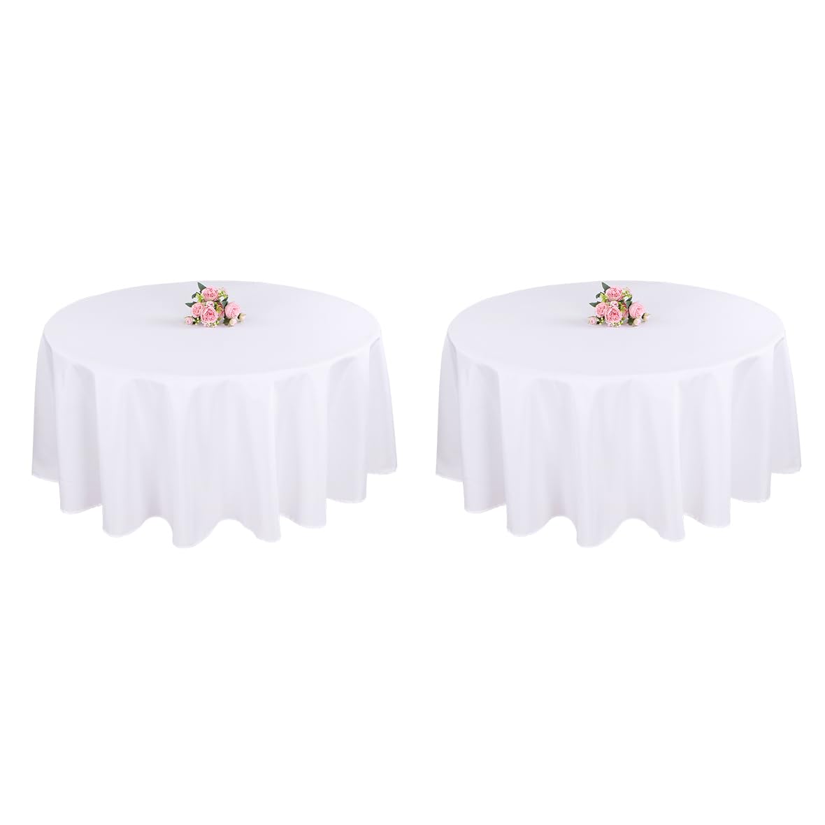 kachanaa 90 Inch Round White Polyester Tablecloth 2 Pcs Washable Table Covers for Wedding Banquet Restaurant Buffet Parties Camping