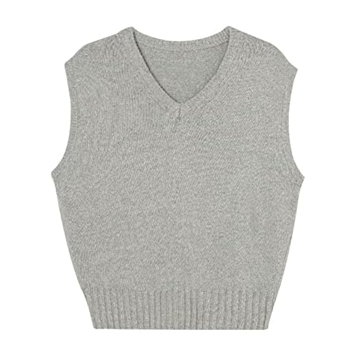 V-neck bomullströja väst damer stickad väst grundläggande höst (Color : 2, Size : One size)