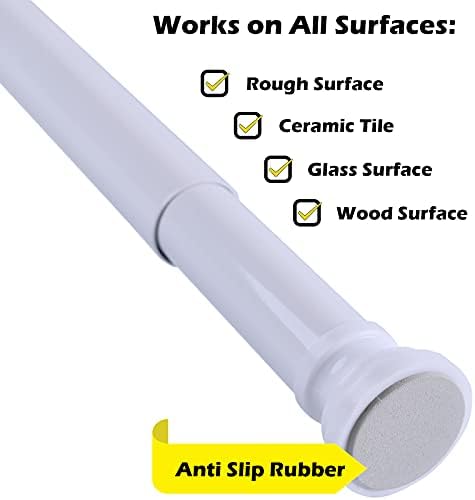 70-110cm White Spring Loaded Extendable Telescopic Shower Curtain Rail Rod Pole Rods Rails