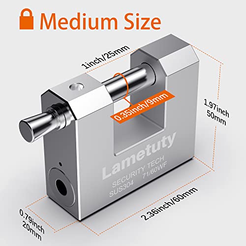 Solid Stainless Steel Keyed Padlock For Outdoor Use, 60Mm Width Heavy Duty Padlock Weatherproof, Security Padlock For Door, Gate, Garden, Garages, Warehouse, Tool Box (60Mm -3 Keys) #TOP5