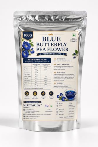 Image of Nottacia Blue Butterfly Pea Flower Tea | Plant Based | SUPER ANTIOXIDANT | Aparajita Shankhpushpi | Flower-Based | Herbal Tea | Caffeine Free - Detox Tea | 100 gm