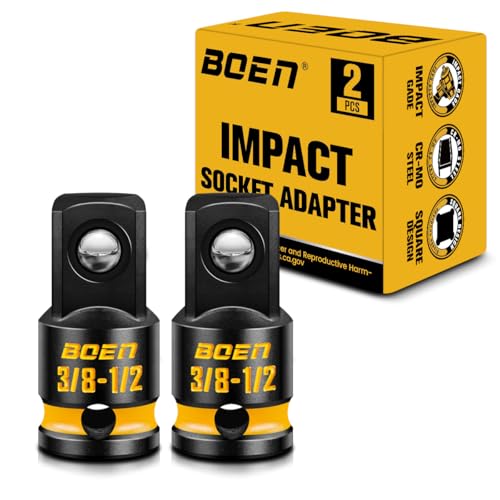 Mr.wintek 2 Stück Adapter 3/8 zoll auf 1/2 zoll 3/8 auf 1/2 Schlagadapter Kraft-Stecknuss-Adapter mit gelber Prägung Chrom Molybdän Stahl