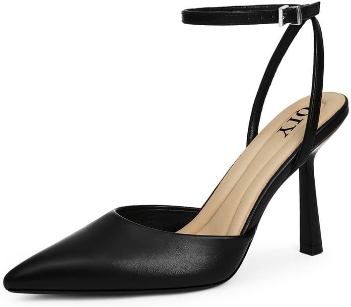 Closed Toe Ankle Strap Heels Women Pumps Pointed Toe Heeled Sandals for Women Stiletto Wedding Dress Shoes
