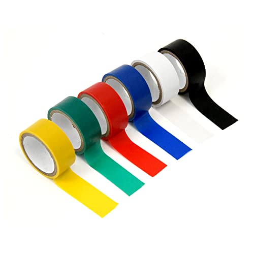 Image of Kingman Electrical Tape (12 Rolls per Pack) Assorted Colors 3 /4 Inch by 6.6 Feet (1 Pack)