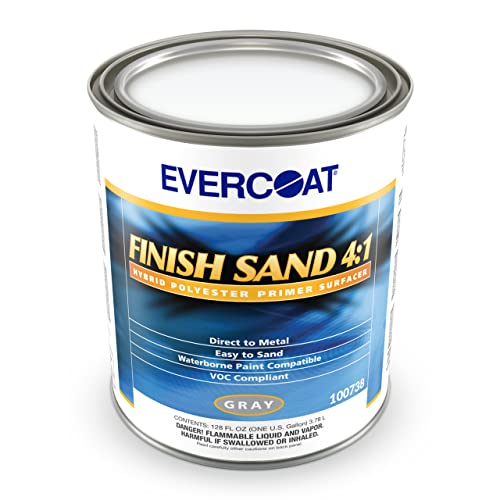 Evercoat Finish Sand 4:1 Hybrid Polyester Primer Surfacer for Fiberglass Metal & More - 128 Fl Oz