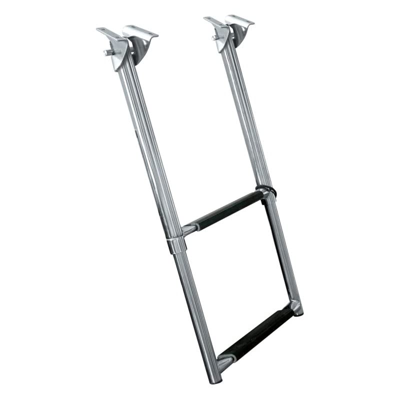 JIF Marine Under Platform Telescoping Ladder – 2-Step Compact Boat Ladder with Slide-Under Design, Electropolished 304 Stainless Steel, Self-Locking Bracket – 400 lb Capacity