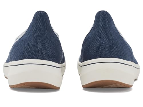 Clarks CloudSteppers Womens BreezeSky Air Slip On Shoes, Navy Textile, 8 Wide US angle 8
