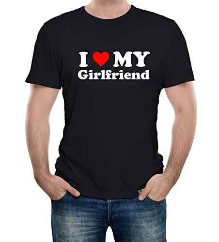 Reality Glitch I Love My Girlfriend Mens T-Shirt Funny Valentines Joke Gift (Black M)