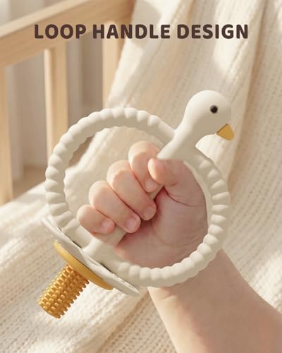 Image of ChooKaChoo 2-in-1 Baby Teething Toys & Training Toothbrush, Silicone Teether for Babies 3-12 Months, Double Ring Easy-Grip Design, Multi-Texture Gum Massage, BPA Free Food-Grade Silicone