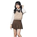 クリアストーン(Clearstone) オルチャンセーラー コスプレ ハロウィン ニットベスト ベージュ×チョコ レディース