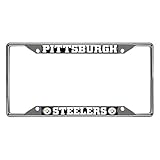 FANMATS 17212 NFL Pittsburgh Steelers Chrome License Plate Frame, Chrome, 6.25' x 12.25',Black