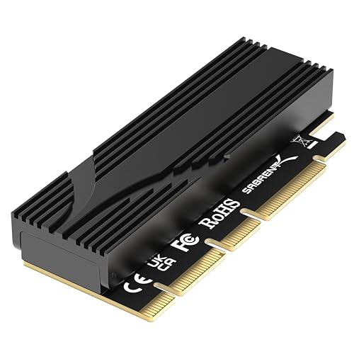 SABRENT Adaptador M.2 NVMe SSD a PCIe x16 sin Herramientas con Disipador de Calor de Aluminio | Adaptador PCIe para SSD Gen5 PCIe 5.0, Compatible con Generaciones Anteriores [EC-TFPE]