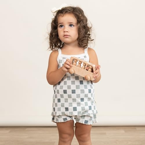 Image of MakeMake Organics GOTS Certified Organic Cotton Baby Kids Toddler Girl Top and Short Outfit Set