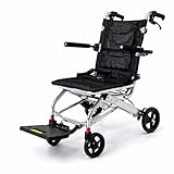 Lightweight Foldable Wheelchair for Adults Weighs only 8.5 kg By Monarch Mobility, Portable Travel Wheelchair with Shock-Absorbing Springs, Flip-Up Armrests, Aluminium Frame for Seniors and Disabled