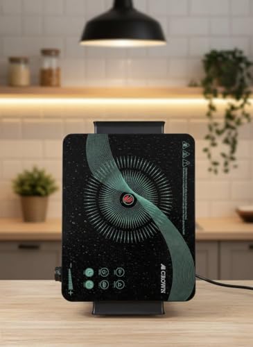Image of 2200W Infrared Cooktop with Crystal Glass Surface - Portable Electric Stove with Touch Control, Fast Heating & Multi-Temperature Settings for Home Kitchen