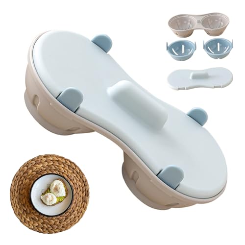Egg Poacher Microwave Cooker, 2 Double Drain Poached Egg Cups, Kitchen Cooking Gadgets(Light Blue)