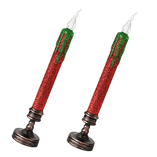 PENIKOKO 2 Stück Teiliges LED Weihnachtskerzen mit Sockel Flammenlos...
