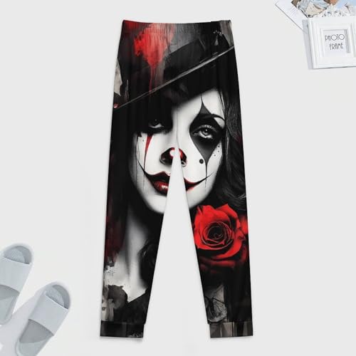 Pretty Clown Woman Rose Painting Men's Pajamas Pants Lightweight Sleep Lounge Pant Pjs Bottoms Casual Sleepwear4