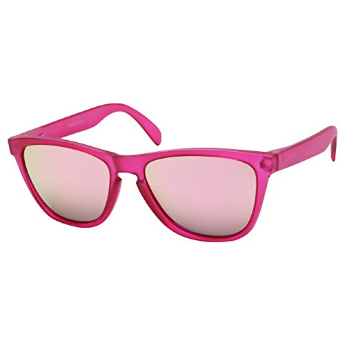 Ciffre EL-Sunprotect® Sonnenbrille Polarisierte Linsen Retro Vintage Style Nerd Look Stil Unisex Brille - Knall Pink verspiegelt