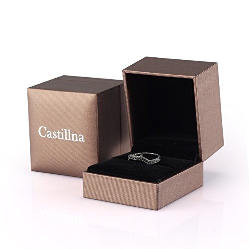 Castillna Black Sterling Silver Black Cubic Zirconia Wedding Band Ring for Women3