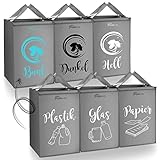 MIA FARIA - Mülltrennsystem 3fach - Extrem formstabil - auch perfekt als Wäschekorb 3 fächer - oder Pfandflaschen Aufbewahrung - Recycling System