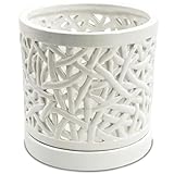 Large Ceramic Orchid Pot with Holes, 6 Inches Wide, for Indoors or Outdoors with Woven String Cut Out Design, Orchid Planters