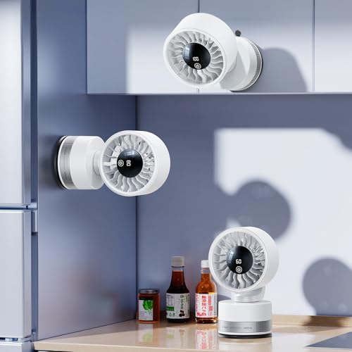 Blissfuhue 強力な吸盤式壁掛け扇風機 充電式ポータブル扇風機 4000mAhバッテリー 5段階風速調節 角度調節可能 180度チルト 340度回転 家庭 キッチン 浴室 キャンピングカー オフィス ジム クルーズ船の商品画像（Amazon）