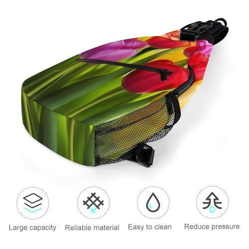 Mochila deportiva Colorful Tulips Sling Bag blanca miniatura 5
