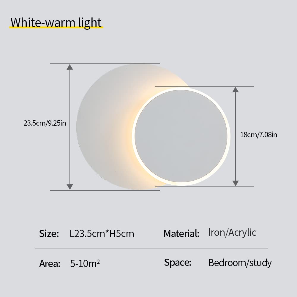 DELIPOP Appliques Murales Interieur Blanc, 10W Moderne Lampe Murale LED, Créatif 2 en 1, 360° Rotative 3000K Blanc Chaud Eclairage Lumière Pour Salon Salle Escalier Chambre