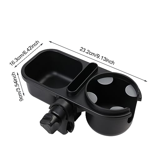 3 in 1 Universal Stroller Snack Tray with Cup Holder, Multifunctional Snack Catcher, Drink and Phone Holder for Stroller Snack Tray Attachment for Bumper Bar of Stroller Tray (Black)