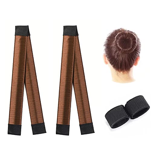 lumcov Chignon Magique,2 PCS Accessoires de Coiffure,Coiffure Donut Bun Maker,Mode Disque de Coiffure,d'Outils de Coiffure Accessoire Cheveux pour Filles Femmes(Brun)