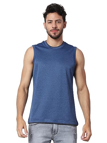 Image of Men's Lycra Blend Sleeveless Fitness Tanks Top for Quick Dry in Muscle Workout, Causal Running, Exercise Training, Swimming Vest