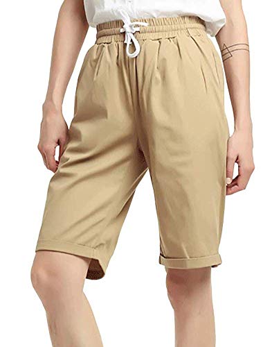 Hotmiss Women's Drawstring Elastic Waist Casual Comfy Bermuda Hiking Beach Shorts4