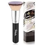 Flat Top Kabuki Foundation Brush, Makeup Brushes Foundation Brush for Liquid Makeup Blending Mineral Cream Powder Buffing Stippling Flawless Face Brush (Black)