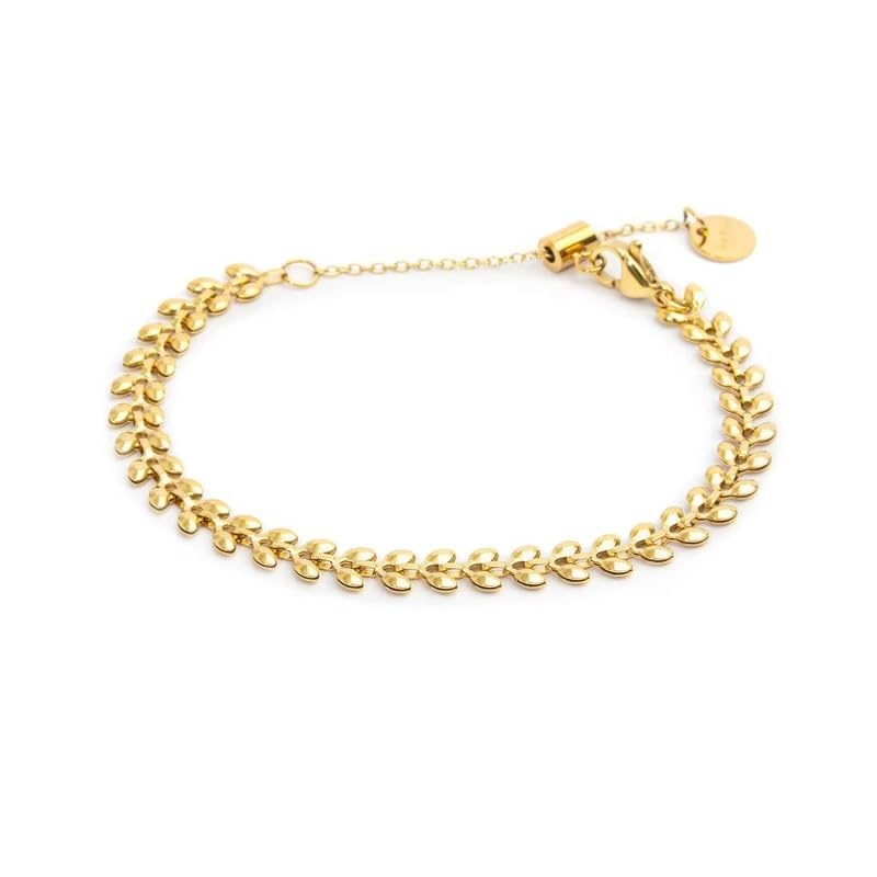 Bracelet unisexe en acier Marlù, un cadeau symbolique aux feuilles d'or