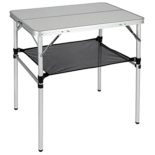 Redcamp 2.5 Foot Folding Table Adjustable Height With Mesh Storage Organizer, Lightweight Portable Camping Table For Picnic Cooking Outdoor Indoor, White 29.5 X 19Inche #TOP30