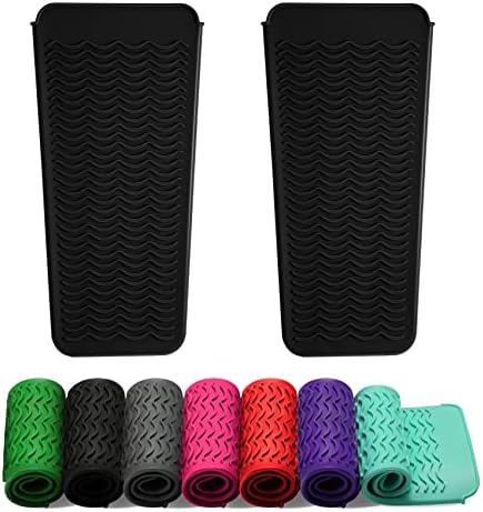 ZAXOP 2 Pack Heat Resistant Silicone Mat Pouch for Flat Iron, Curling Iron,Hair Straightener,Hair Curling Wands,Hot Hair Tools (Black&Black)