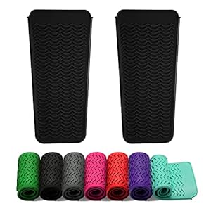 ZAXOP 2 Pack Heat Resistant Silicone Mat Pouch for Flat Iron, Curling Iron,Hair Straightener,Hair Curling Wands,Hot Hair Tools (Black&Black)