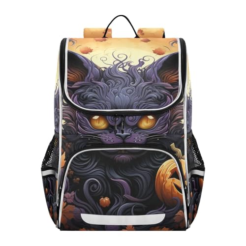 Mochila de gato de Halloween para niños y adultos con diseño reflectante