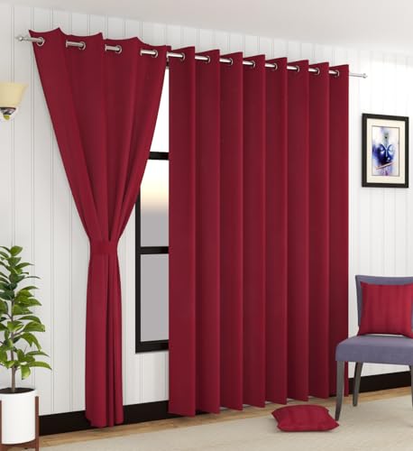 Image of LaVichitra 2 Pieces Solid Premium Blackout Curtains - Thermal Insulated, 3 Layered, 100% Opaque Window - 4 feet, Maroon