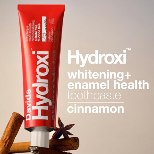 Image of Davids Hydroxi Fluoride Free Nano Hydroxyapatite Toothpaste for Remineralizing, Sensitive Support, Whitening, Antiplaque, SLS Free, Cinnamon, 4oz, Made in USA
