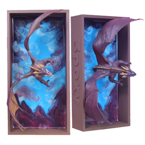 Sujetalibros de dragón morado, decoración de estantería de fantasía, decoración romántica pintada a mano, decoración de estantería y biblioteca, decoración de dragón, regalos para lectores, fanáticos