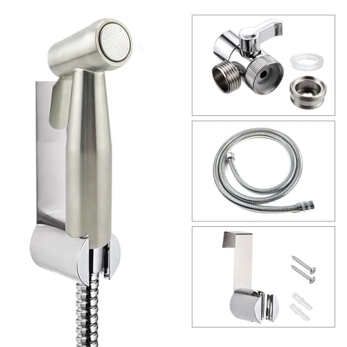 Handheld Bidet Toilet Set with Faucet Spray, 2m Shower Hose and Hooks, Perfect for Washing Hair or Wash Basin (Silver) - Image 3