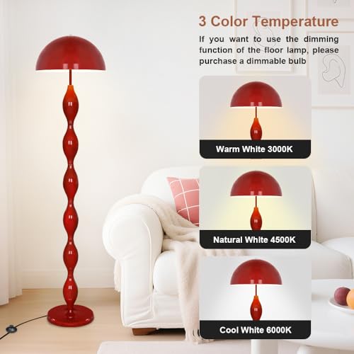 Lampa podłogowa wyjątkowa dla salonu, lampas grąbowa czerwona LED funky 63 „kreatywna, lampna stópie zmienny 3 kolor, światło podłogowe wysokie nowoczesne połowy wieku sypialnia, biuro, narożnik