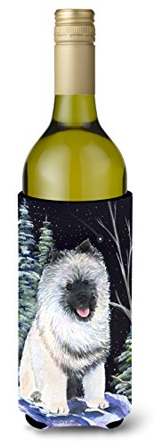 Caroline's Treasures SS8404LITERK Starry Night Keeshond Wine Bottle Hugger Bottle Cooler Sleeve Hugger Machine Washable Collapsible Insulator Beverage Insulated Holder