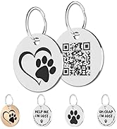 MYLUCKYTAG Stainless Steel QR Code Pet ID Tags Dog Tags - Pet Online Profile - Scan QR Receive In...