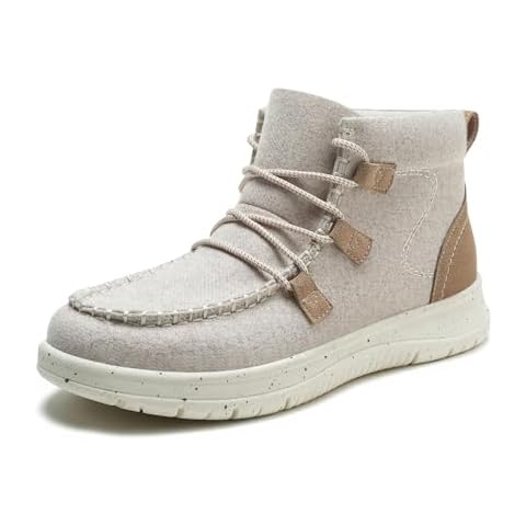 Athlefit Women's Lace Up Ankle Boots Casual Comfortable Lightweight Walking Flat Ankle Booties Boat Shoes Light Grey Size 6.5 Cover