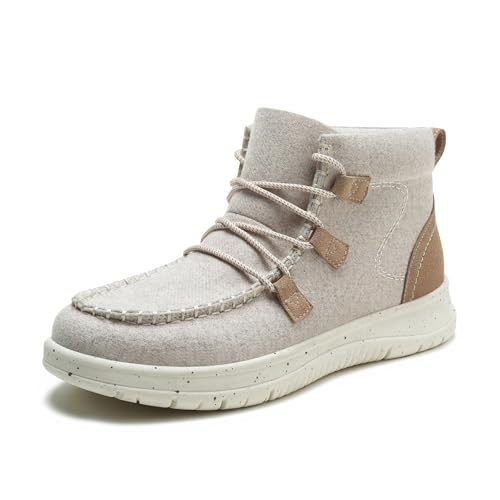 Athlefit Women's Lace Up Ankle Boots Casual Comfortable Lightweight Walking Flat Ankle Booties