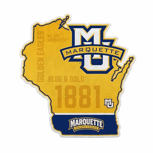 Rico Industries NCAA Marquette Golden Eagles State Shape Cut Pennant - Home and Living Room Décor - Soft Felt EZ to Hang